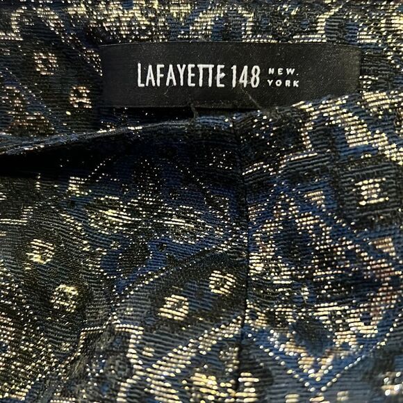 Lafayette 148 Black Gold Metallic Design Trousers Size 4 - Picture 7 of 8
